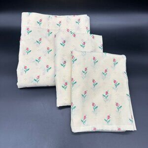 Vintage Full Flat Sheet Two Pillowcases Lady Pepperell USA Floral 1980s Cottage